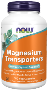 Магнезий с високо усвояване  180 вег.капс.   NOW Foods  Magnesium Transporters