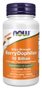 Пробиотици за деца  и възрастни  50 дъвчащи табл.  NOW®  BerryDophilus™, Extra Strength 10 Billion Chewables