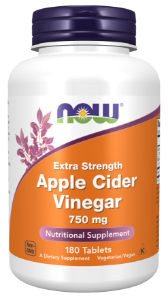 ЯБЛУКОВ ОЦЕТ 750 mg  180 табл.  NOW Apple Cider Vinegar Extra Strength