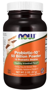 Концентрирана формула  пробиотици пудра  57g  NOW  Probiotic-10™ 50 Billion Powder