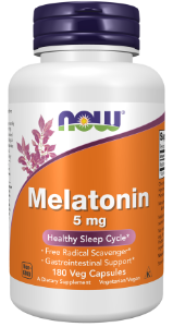 Мелатонин  5 mg  180 вег. капс.  NOW Foods  Melatonin 5 mg Sustained Release 